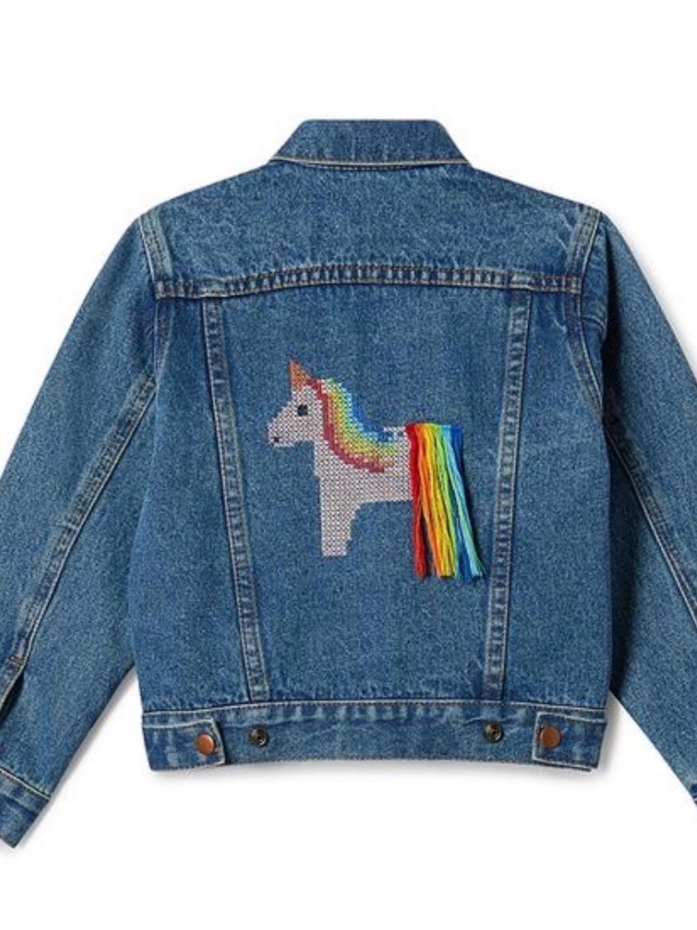 Iloveplum Kids Rainbow Blue Phyllis Unicorn Denim Jacket